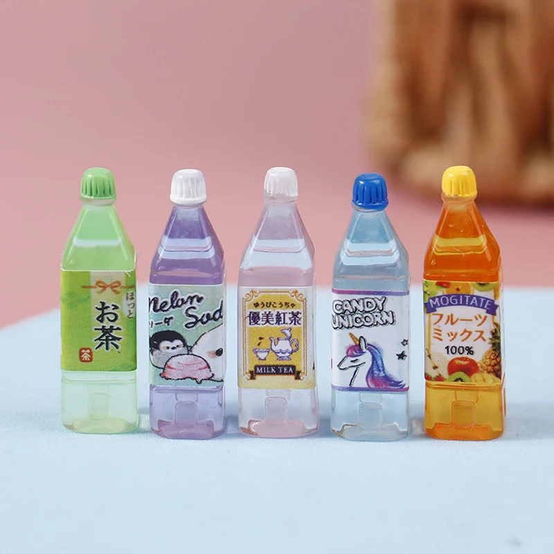 5PCS Dollhouse Miniature Japanese Juice Tea Drink Model Kitchen Food Accessories For Doll House Decor Kids Pretend Play Plays 3