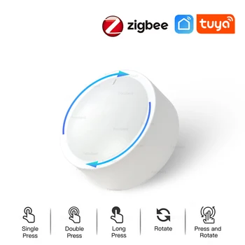 New Tuya Smart Zigbee Knob Switch DIY Wireless Scene Button Remote Dimmer Switch Smart Life Linkage Automation Scenario Switch