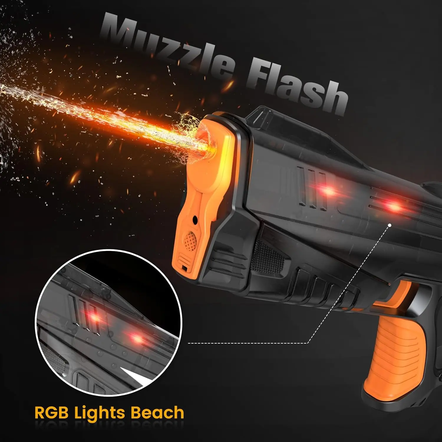 화려한 LED 조명 전동 물총 장난감, 자동 흡수, 장거리 사격, 어린이 여름 공원 물총대전 게임