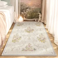 Tapis de chevet de chambre à coucher rétro américain, fleur de mode, sans nettoyage, lingette, table basse, polymères doux, salon, canapé, Everakroom, lea 3