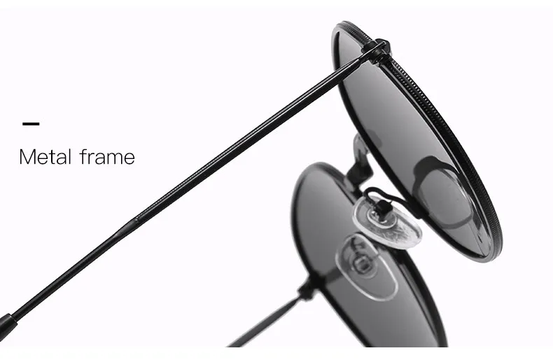 Klassische Vintage Runde Polarisierte Sonnenbrille Männer Marke Designer Polaroid Sonnenbrille Frauen Metall Rahmen Schwarz Objektiv Brillen_voghion.com