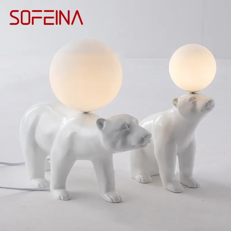 

SOFEINA Nordic Modern Table Lamp Creative White Glass Resin Desk Lights LED Decor for Home Children Bedroom Living Room