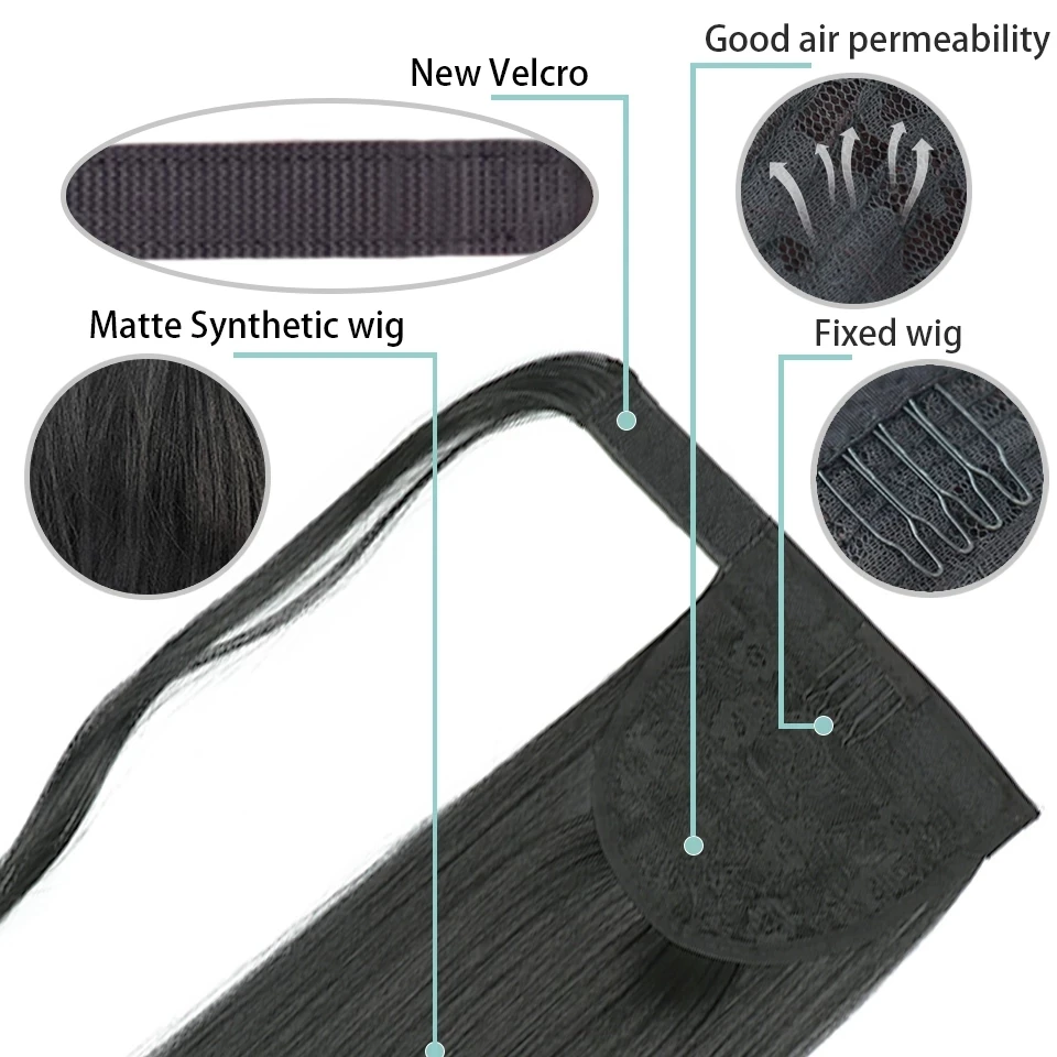 32inches Synthetic Ponytail Hair Extension Clip in Fake Wig Hairpiece Blonde Wrap Around Pigtail Long Smooth Overhead Pony Tail clip in ponytail hair extension,synthetic ponytail,synthetic hair accessories,clip in ponytail extensions