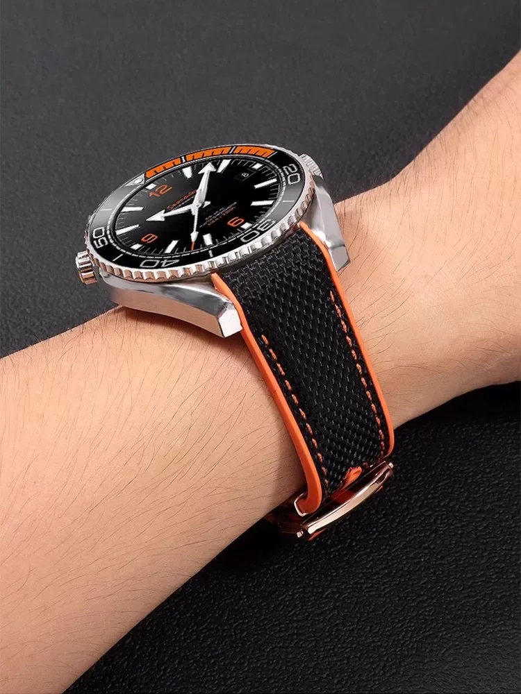 Omega Seamaster Observatory Ocean Universe Orange Nylon Silicone Watch Strap