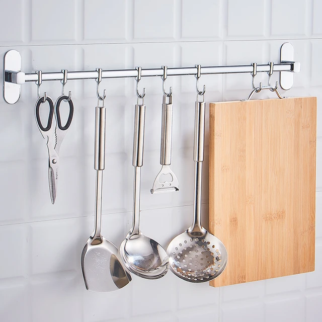 Stainless Steel Kitchen Rack for Pots, Pans and Utensils Wall Mounted  Kitchen Storage 