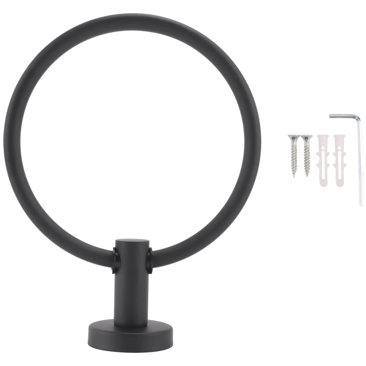 Towel Ring for Bathroom, Hand Towel Holder Round Hanger Wall Mount 304 Stainless Steel Brushed Finish(Black)