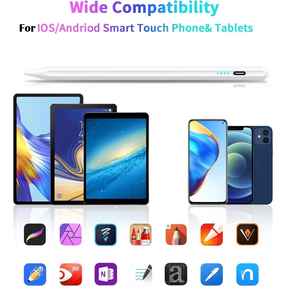 Universal Active Stylus Pen Rechargeable Mobile Phone Screen Pencil Sensitive Drawing Tablet Touch Pen for Android/iOS