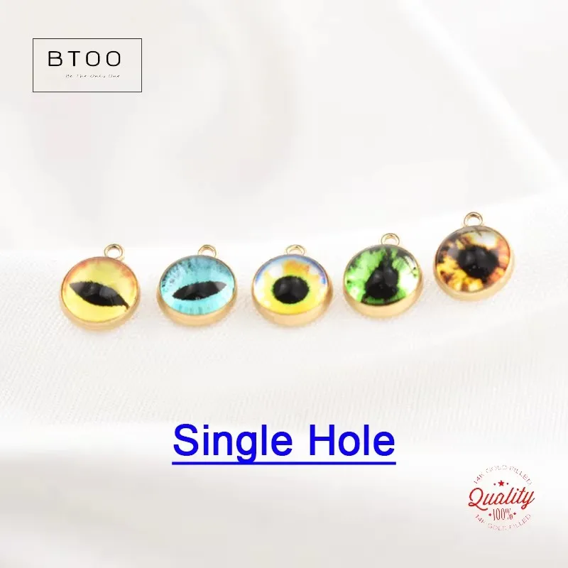 Neuer 14K Gold gefüllter 6mm Evil Eye Anhänger/Stecker/V-Stecker für Halskette DIY Schmuck Hypoallergenes Schmuckzubehör – Detail 7