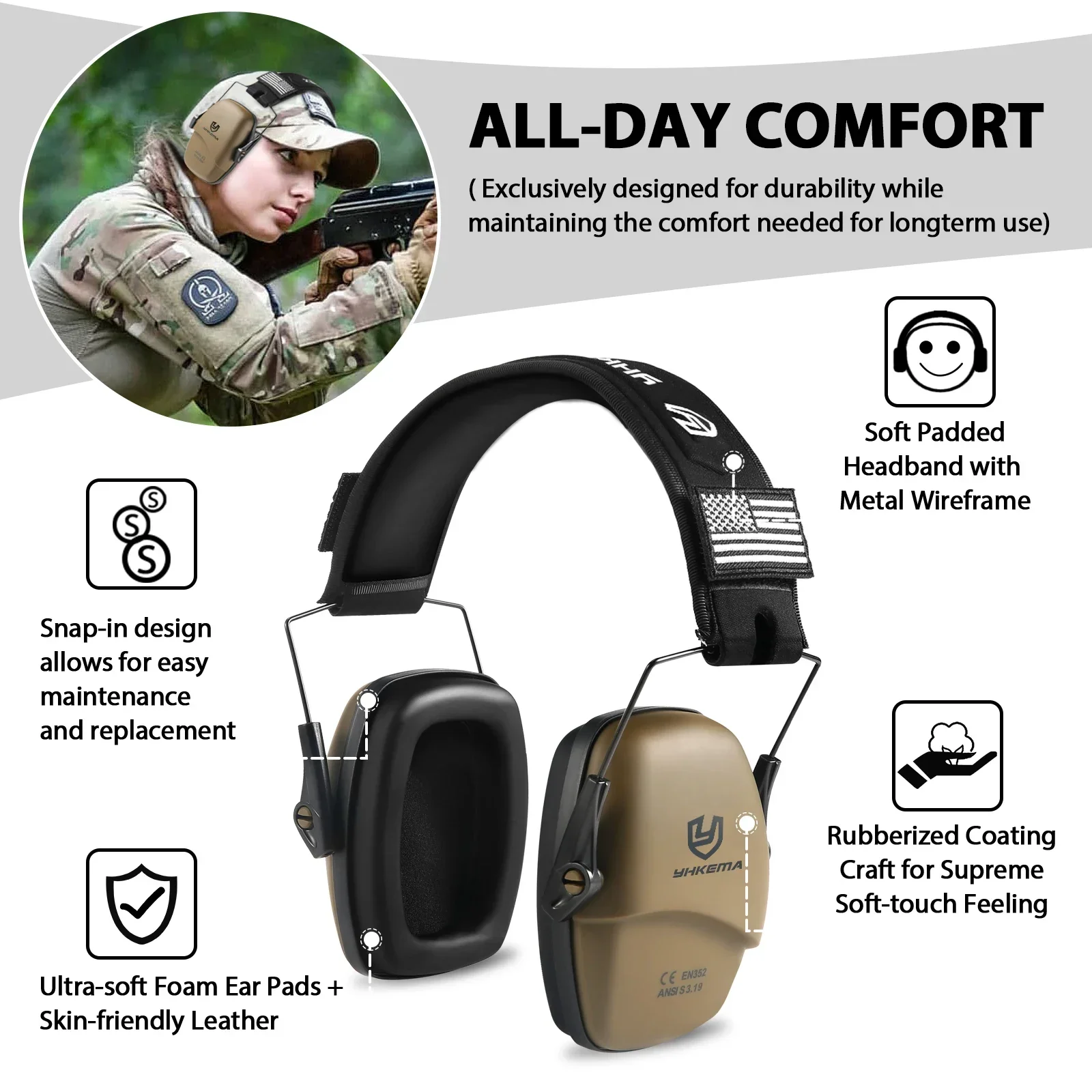 Hunting Ear Protector Earmuffs Shooting Noise Reduction Hearing Protection Tactical Soundproof Shooting Earmuffs electronic earmuffs tactical headset noise cancelling headphones