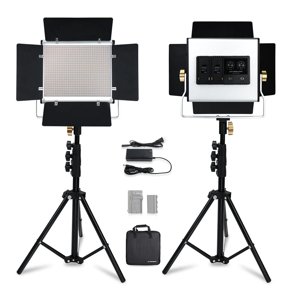 

Modern Style Durable Studio Fill-In Light Led Video Panel Light With Barn Door 3200k-5500k Photographic Lighting 95ra+