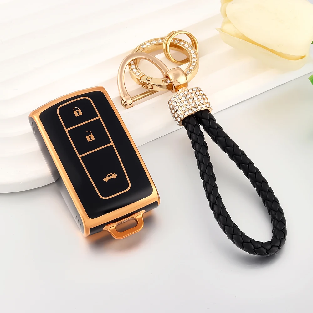 3 Tasten Auto Fernbedienung Schlüssel etui Anhänger Abdeckung Schale für Toyota Prius Corolla Verso Camry Schlüssels chutz halter – Detail 3