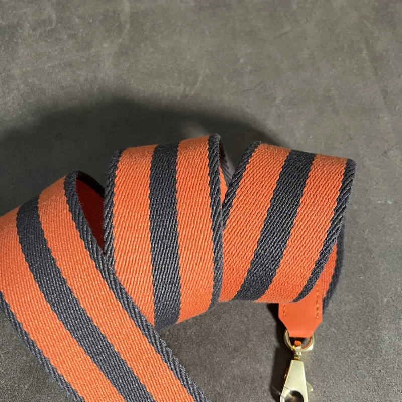 Hot 2 inch Wide Striped High-Quality Canvas Strap Paired With Cowhide Material Hand Sewn Suitable For Kelly Bag Shoulder Straps