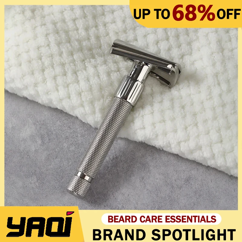 야치 토르크스 스테인리스 스틸 경사 조절 7중날 간격(0.6mm1.8mm) 남성용 안전 면도기 90mm 손잡이 길이 및 12mm 직경