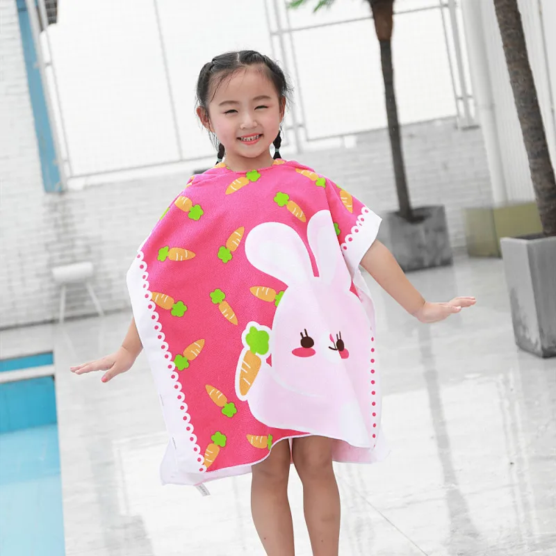 

2023 Hooded Bath Towel With Hats For Kids Absorbent Cute Cartoon Animal Full Vitality Swim Wear Microfiber Sun Bathing Suit