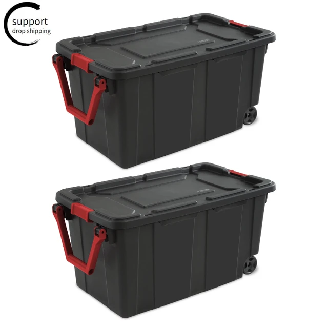 Dropship 50 Gallon Rolling Plastic Storage Bin Container With Pull