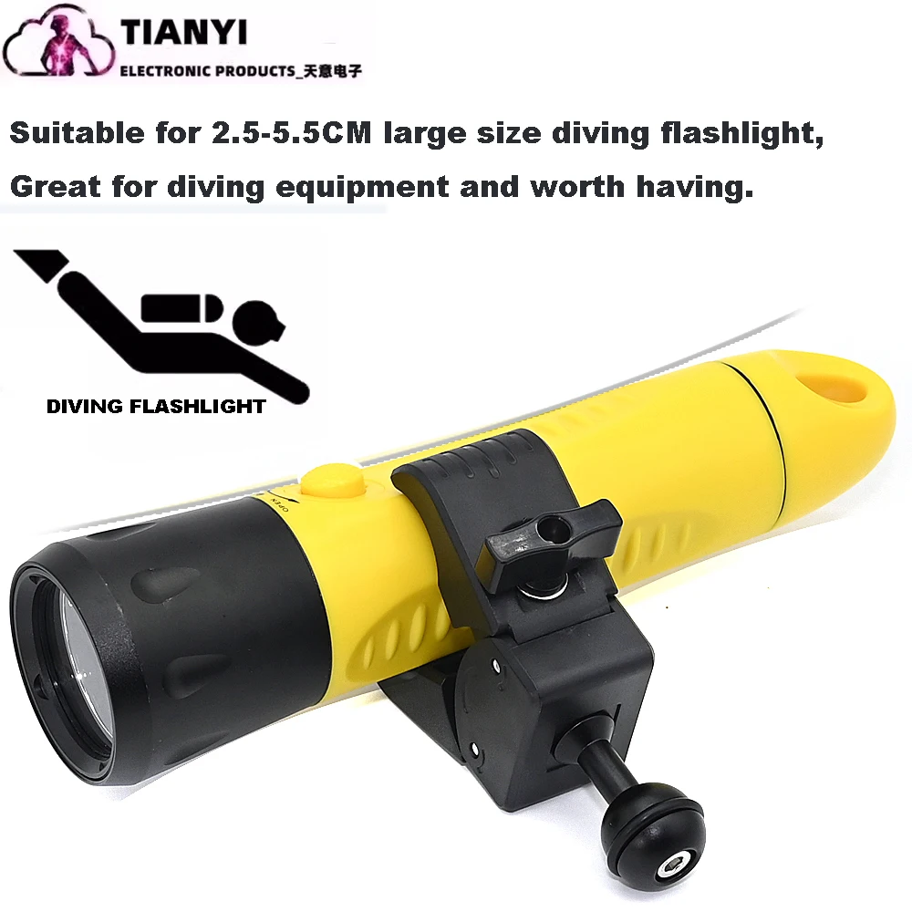 Diving Flashlight Underwater Photography Ball Head Clip Type Flashlight Clip 55MM