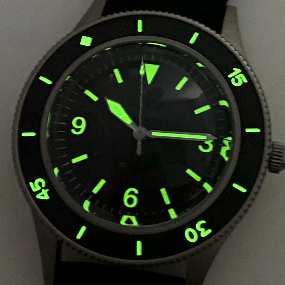 Diving Automatic Watch For Men NH35 PT5000 Green Super Luminous Bezel Index Domed Sapphire 20ATM Waterproof Steel Brushed Case