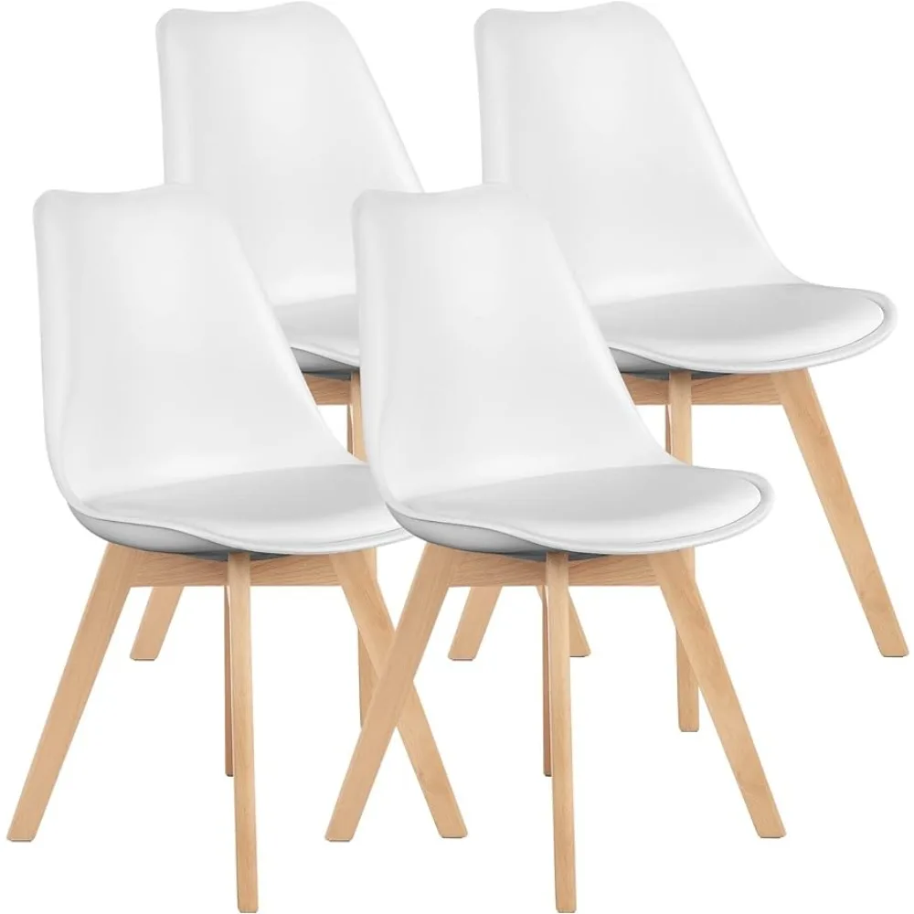 

OLIXIS Dining Chairs Set of 4 Mid-Century Modern Dinning Chairs, Living Room Bedroom Outdoor Lounge Chair PU Leather Cushion