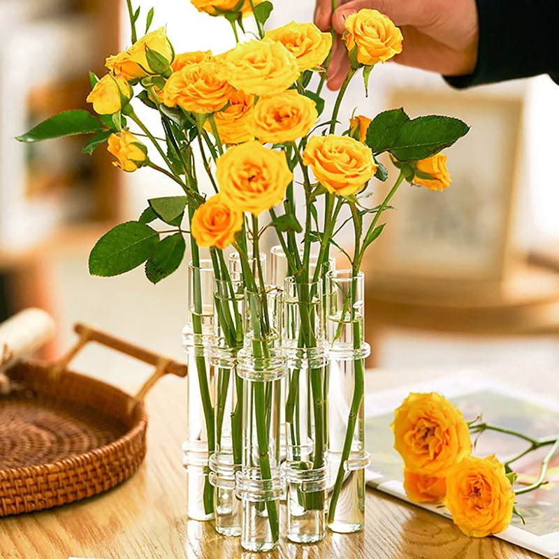 Hinged Flower Glass Vase Test Tube Creative Plant Holder Hydroponic Container Living Room Office Dining Table Floral Home Decor 2