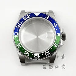 Cassa orologio GMT di alta qualità da 40 mm con lunetta in alluminio, finitura in acciaio inox