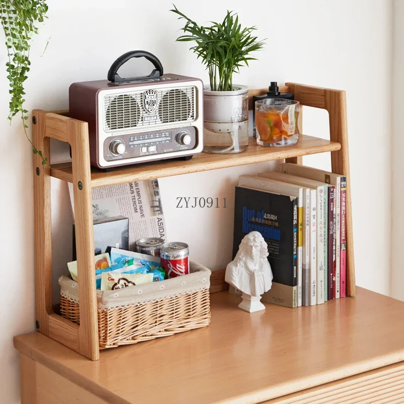 **All solid wood small bookshelf Nordic simple oak student desk finishing storage rack