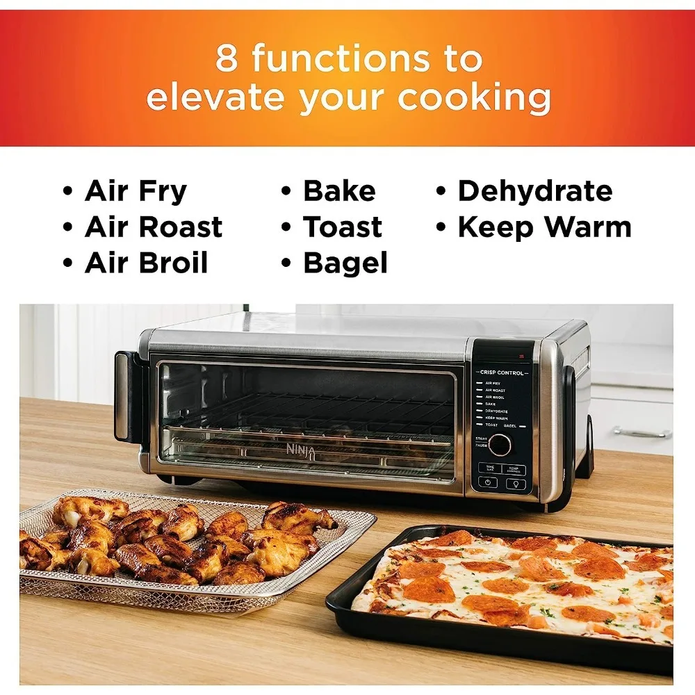 Digital Air Fry Countertop Oven with 8-in-1 Functionality, Flip Up & Away Capability for Storage Space, with Air Fry Basket,