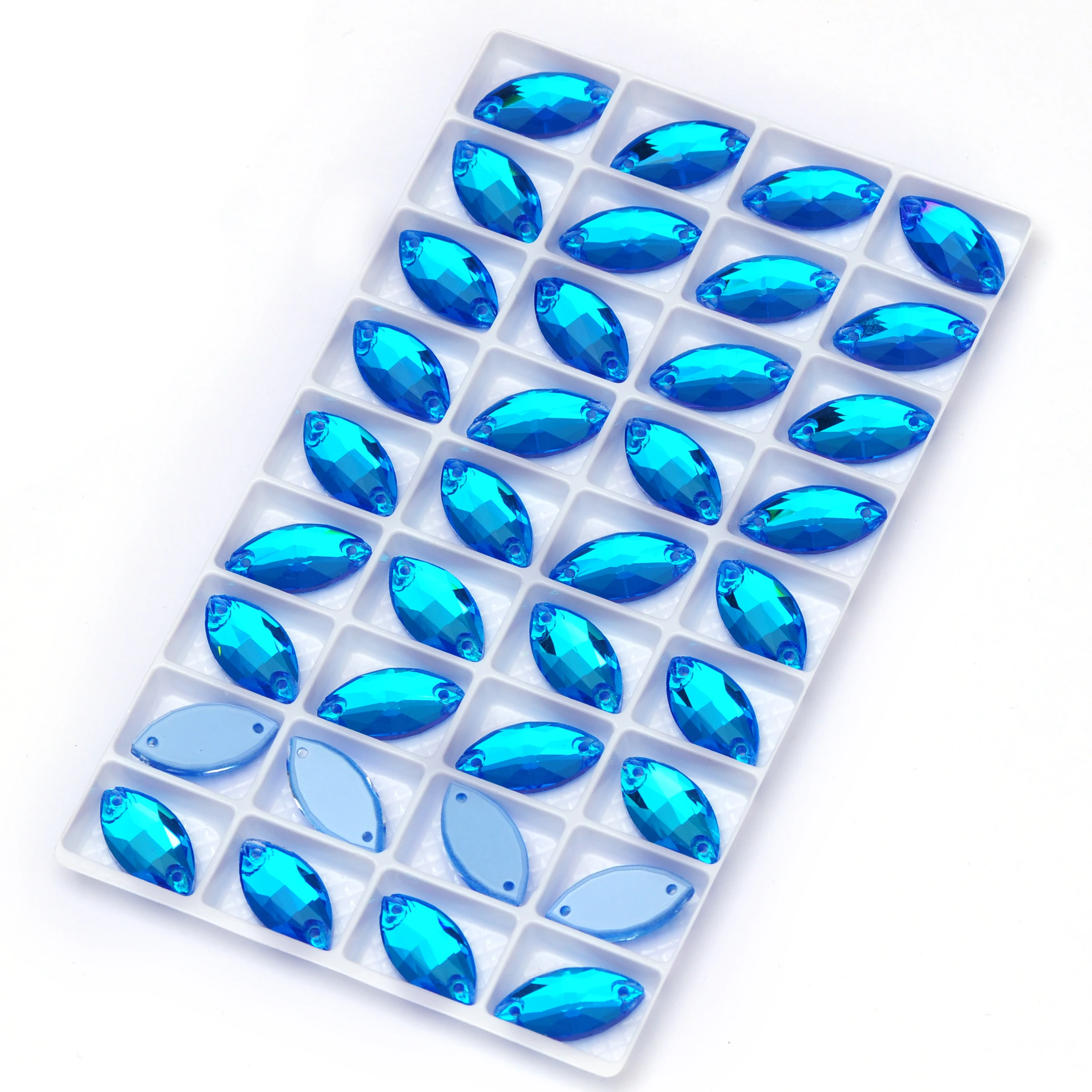 K9 Kristall Navette Neon Glas Aufgenähte Strass-Steine mit Kanten und Abschrägungen Glitzer-Kristalle Strass für Kleidung und Kleider – Detail 5