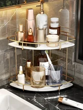 

Bathroom Triangle Light Luxury Corner Shelf Kitchen and Toilet Wash Basin Washstand Cosmetics Storage Rack