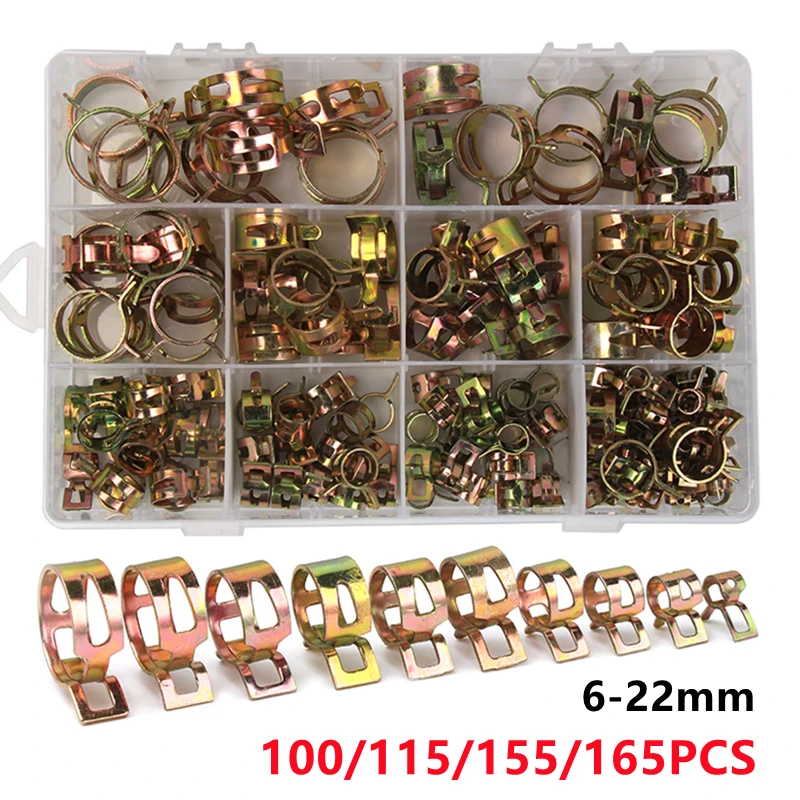 Metal Fastener Spring Clips 622 mm 100 115 155 165 Pcs Encaixotado Combustível Óleo Água Cpu Linha Tubo de Mangueira Braçadeiras de Tubo de ar Acessórios