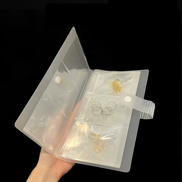 Oxidációellenes Átlátszó Ékszerek Tároló Könyv Utazási Fülbevaló Tárolószervező Ékszerkönyv Gyűrű Nyaklánc Tartóhoz - Image 2