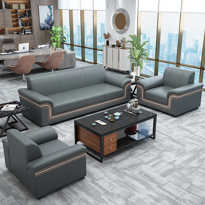 2023 Hot sale Modern Luxury Boss Office Sofa Sets Using Wooden Leather