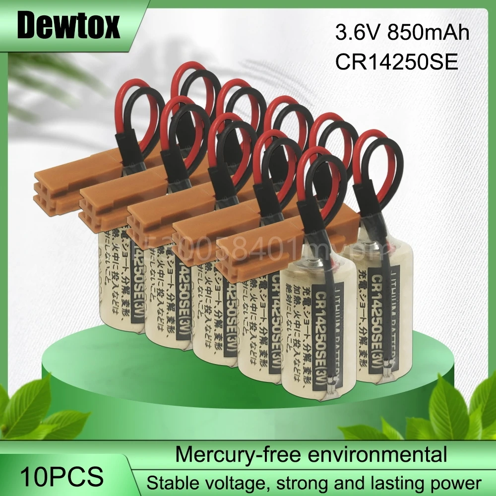 

10PCS Orignal 3V 1000mAh CR14250SE CR14250 CNC PLC Lithium Battery With Brown Plug Instrument Equipment Industrial Control