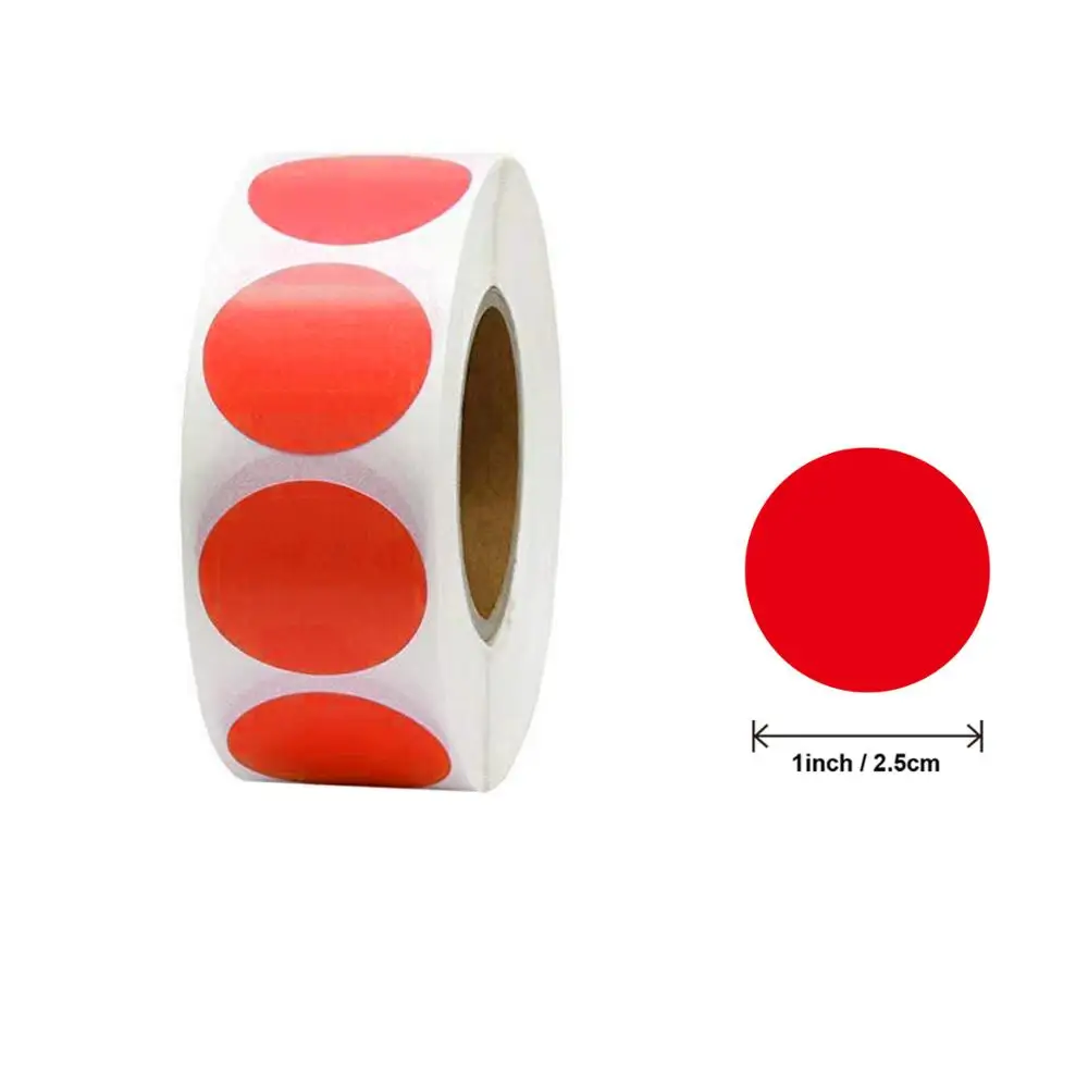 

500Pcs Roll Chroma Labels Round Sticker Color Code Dot Seal Logo Stickers Custom Red Pink Packaging Stationery Set Personalized