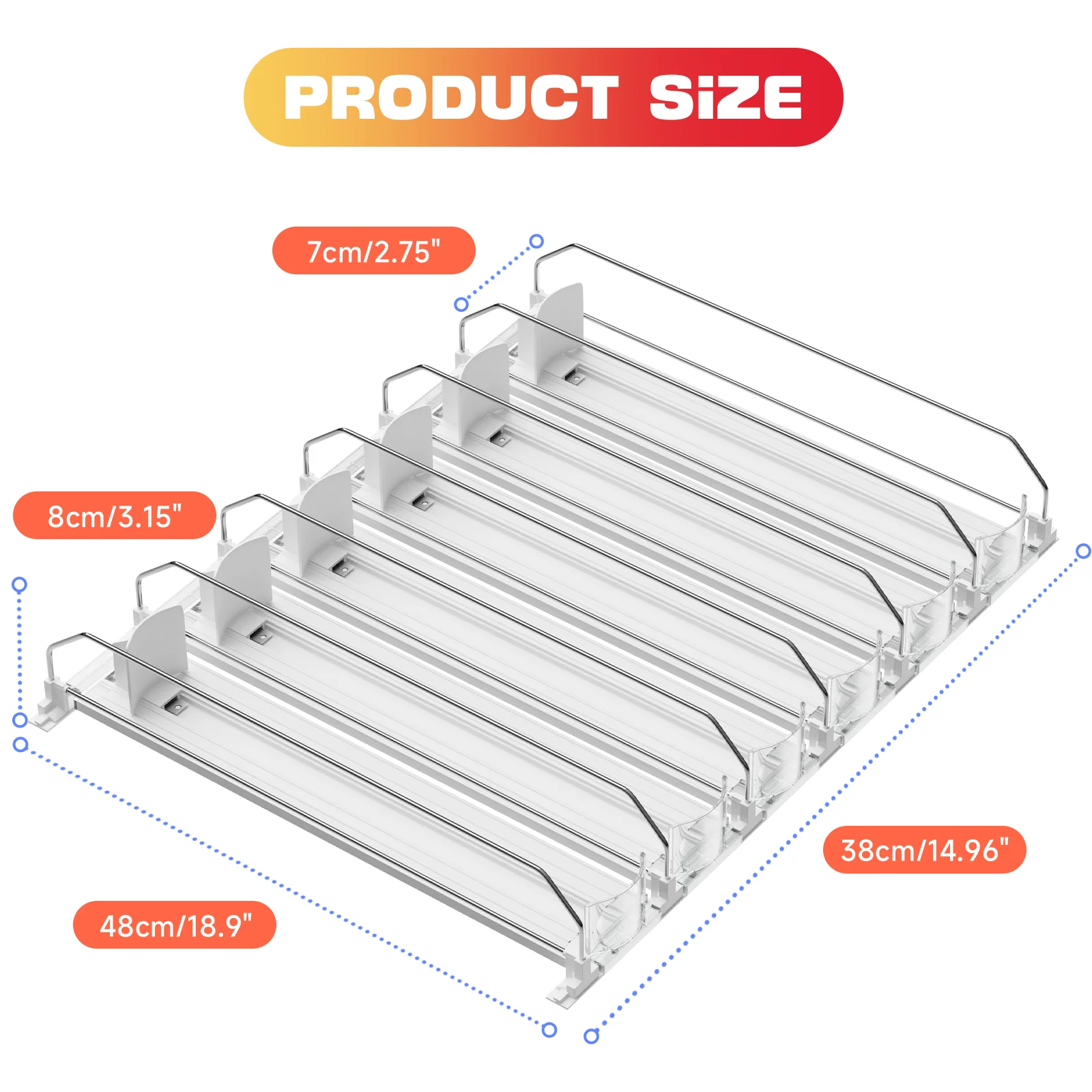 Organisateur de boissons pour réfrigérateur, poussoir automatique blanc, distributeur de Soda coulissant à 6 rangées pour réfrigérateur, peut contenir jusqu'à 30 canettes