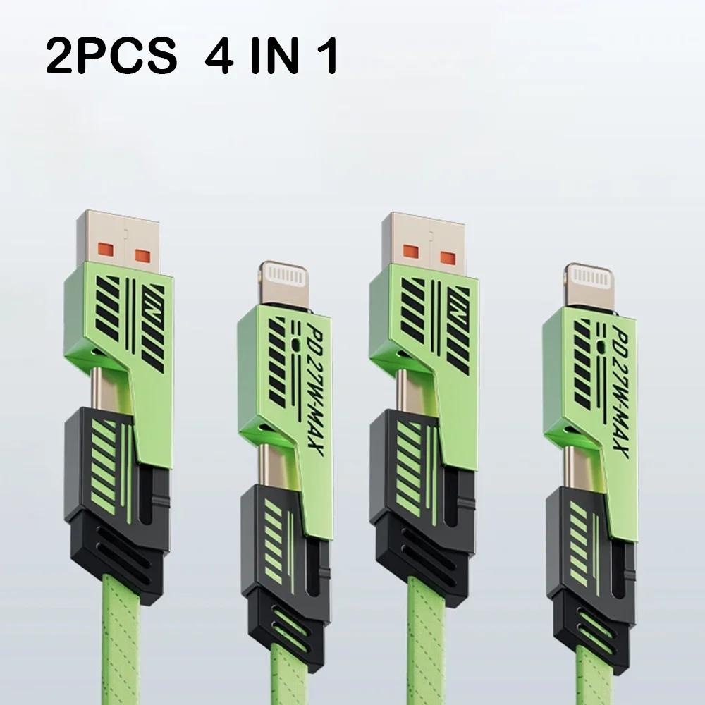 كابل USB 4 في 1 شحن سريع 65 وات من النوع C USB Mic...