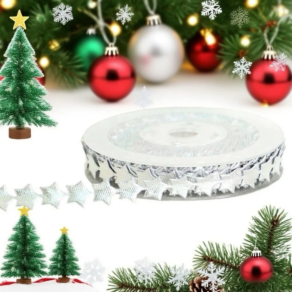 Artificial Star Decorative Ribbon 10 Meter Pu Leather Christmas Tree Hanging Ornaments Gold Silver