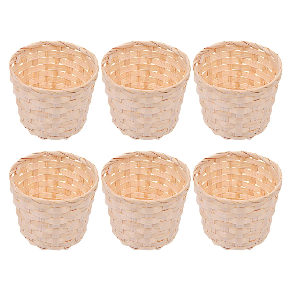 

Basket Storage Baskets Woven Small Mini For Flower Wood Wicker Pot Desktop Hamper Container Gift Empty Organizer Can Holder