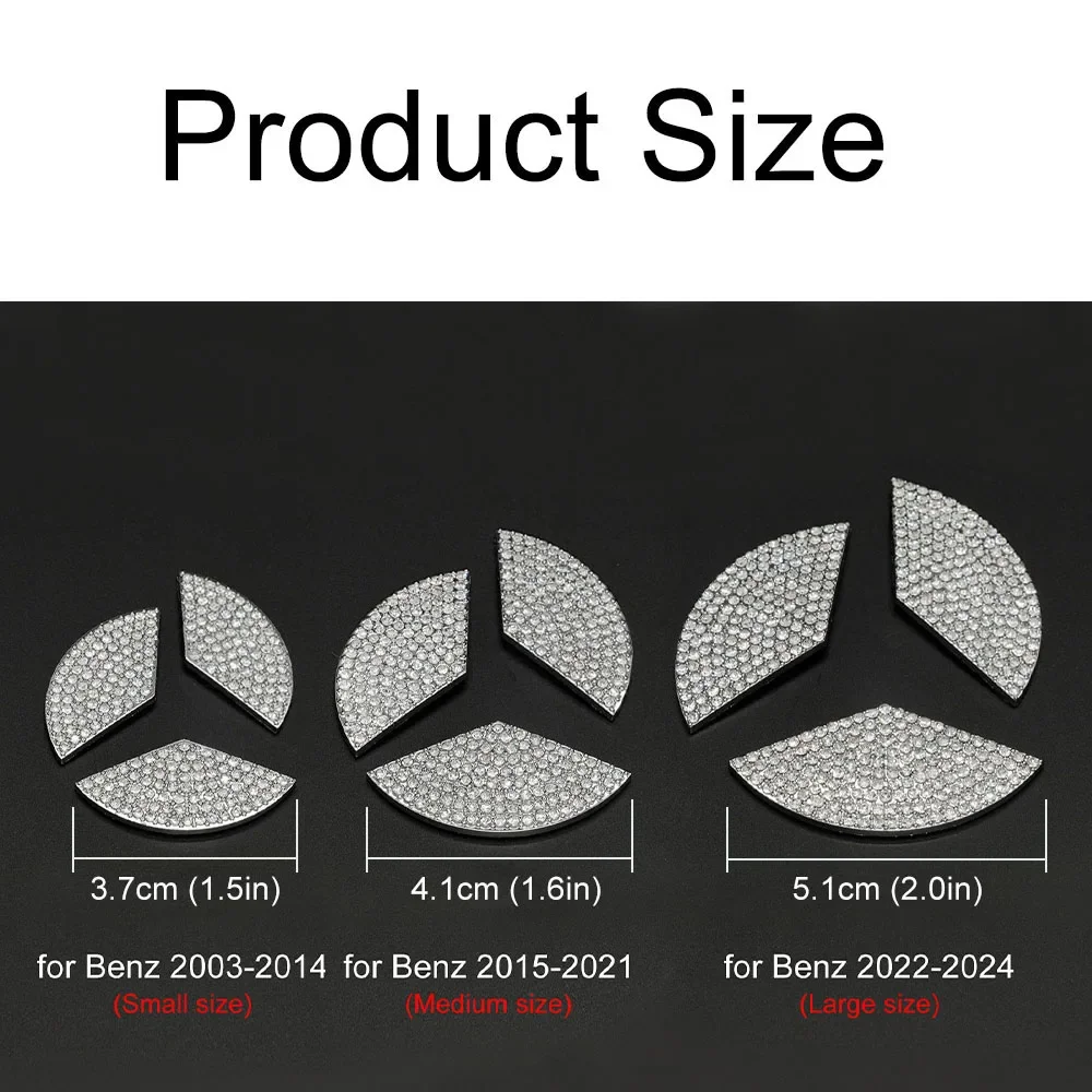 Luxury Bling Car Steering Wheel Diamond Emblem Decal Decoration Cover DIY Sticker Car Accessories for Mercedes Benz