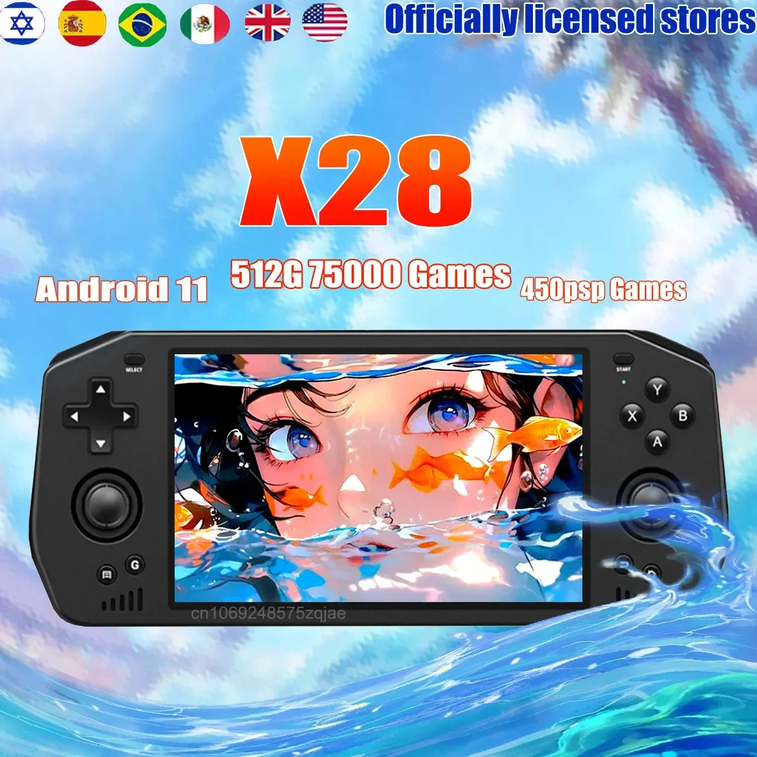 Powkiddy X28 Console Di Gioco Portatile Ps2 Portatile Android11 T618 Touch Screen Da 5.5 Pollici 512G 450 Psp 480 Ps2 Videogiochi Uscita Hd