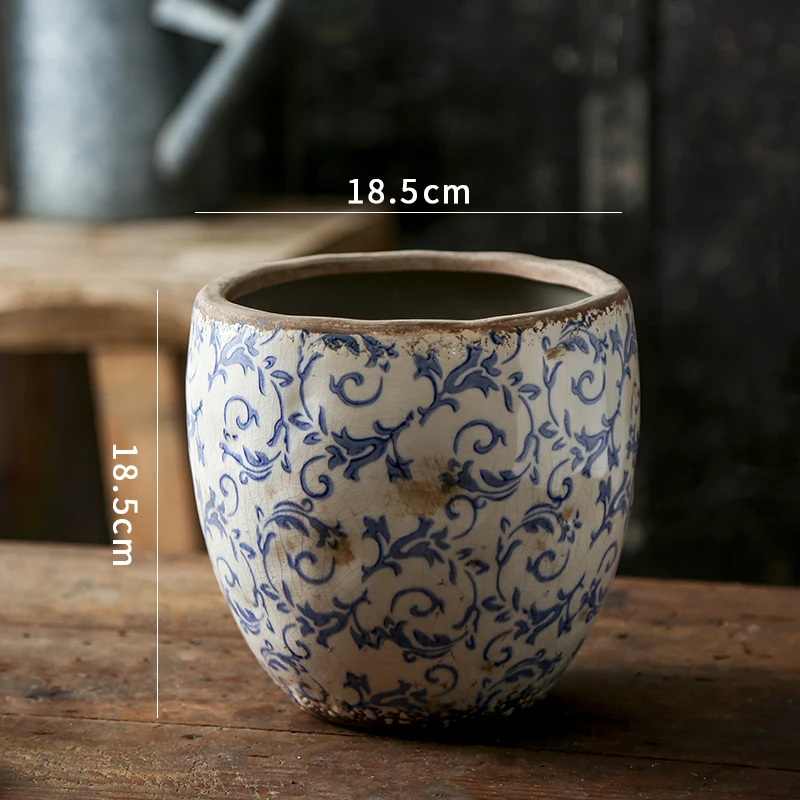 New Chinese Antique Blue And white Pottery Orchid Butterfly