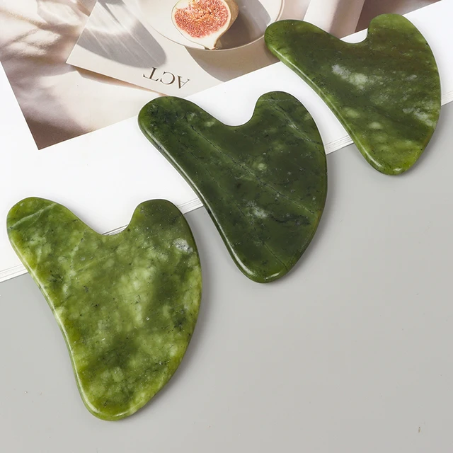 Helu Jade Gua Sha Tool Xiuyan Jade Heart-shape Massager Neck Massage Guasha Beauty Product Skin Care health Tool 6 Helu Jade Gua Sha Tool Xiuyan Jade Heart-shape Massager Neck Massage Guasha Beauty Product Skin Care health Tool 6
