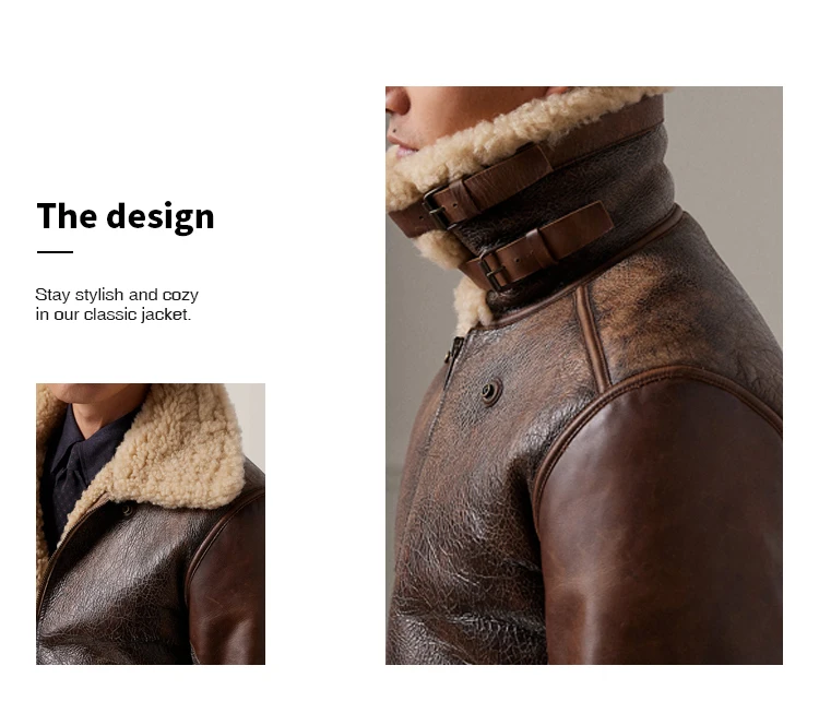 Sebcbdcea10c24e99ad39593a534f668bK Leather and fur integrated B3 leather jacket Air Force flight jacket British trend thickened warm sheepskin custom coat for men Mallzona