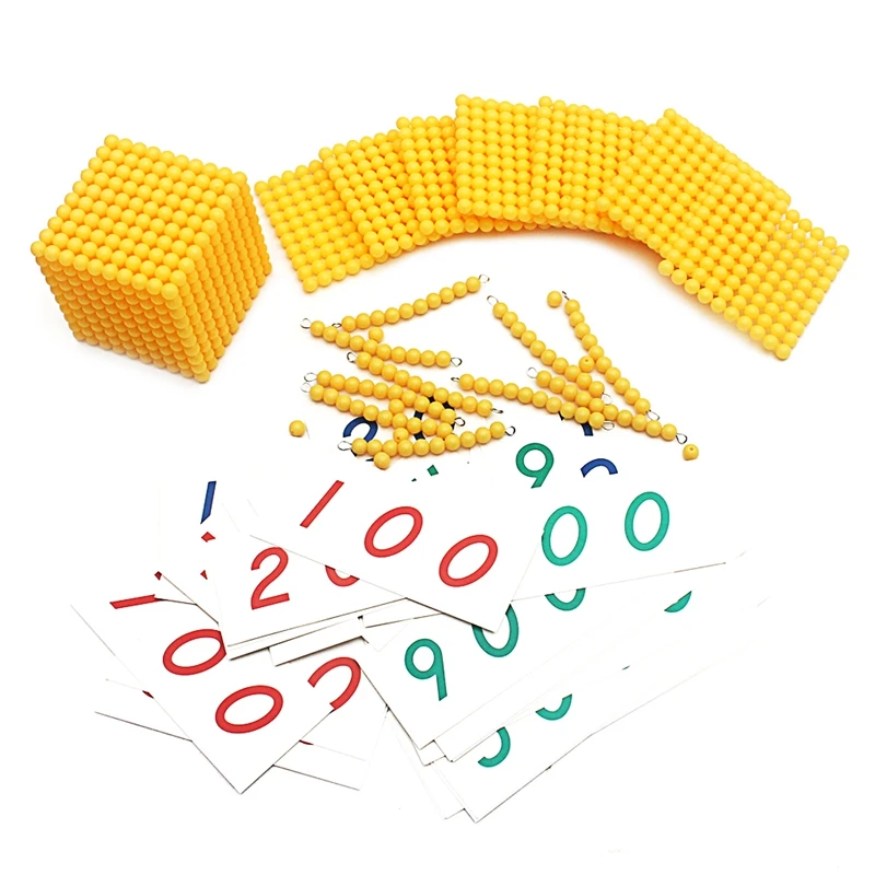 Montessori Math Toys Golden Bank Games 1 to 9000 Cards Bead Cubic Beaded Square Beaded Preschool Education Kindergarten Student 4