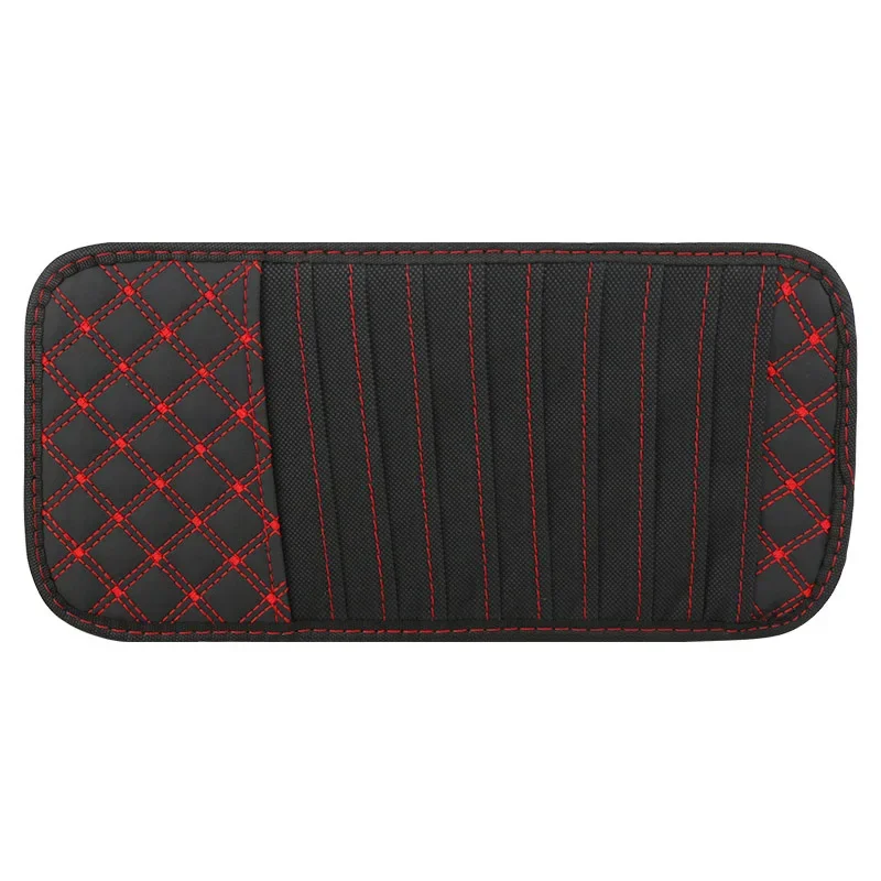 Leather Sun Visor Organizer with CD/DVD Holder and Sunglasses Storage