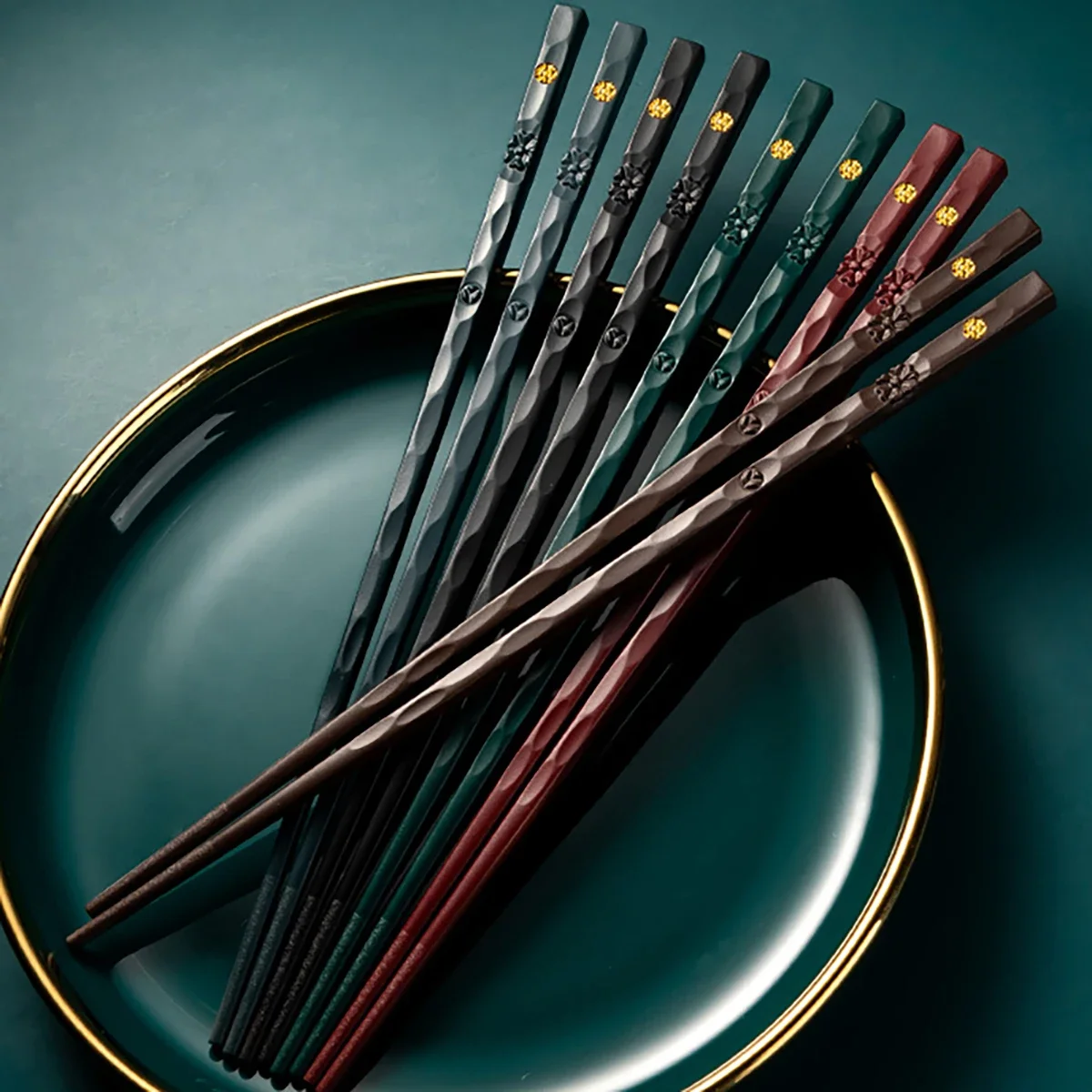 Reusable Non-Slip Chopsticks - Set of 5 Pairs, Dishwasher Safe and Food Grade