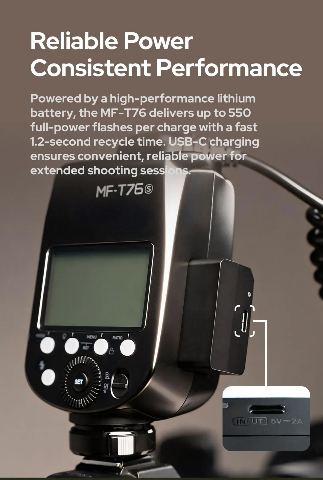 Godox MF-T76 매크로 트윈 플래시는 TTL 자동 측광을 지원합니다.