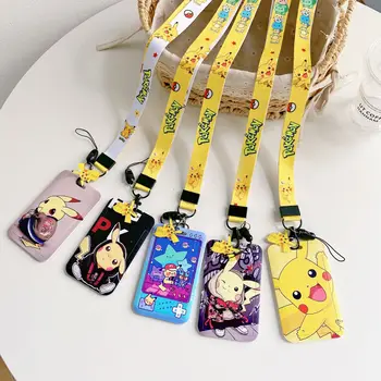 Pokemon Pikachu Portachiavi Anime Cartoon Coppia Studente Id Bus Banca Custodia per carte di controllo accessi Accessorio Accessori per corda sospesa