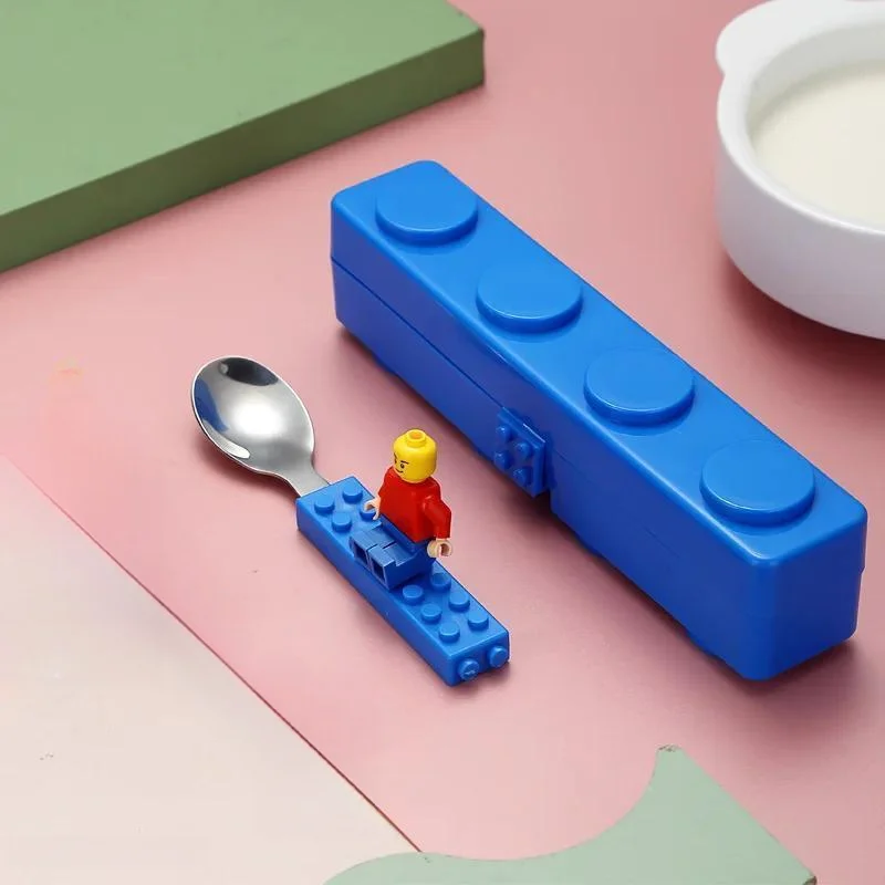 Picnic Creative Building Blocks DIY Pixel Building Blocks Cutlery Spoon Kitchen Tools Portable Travel Camping Spoon