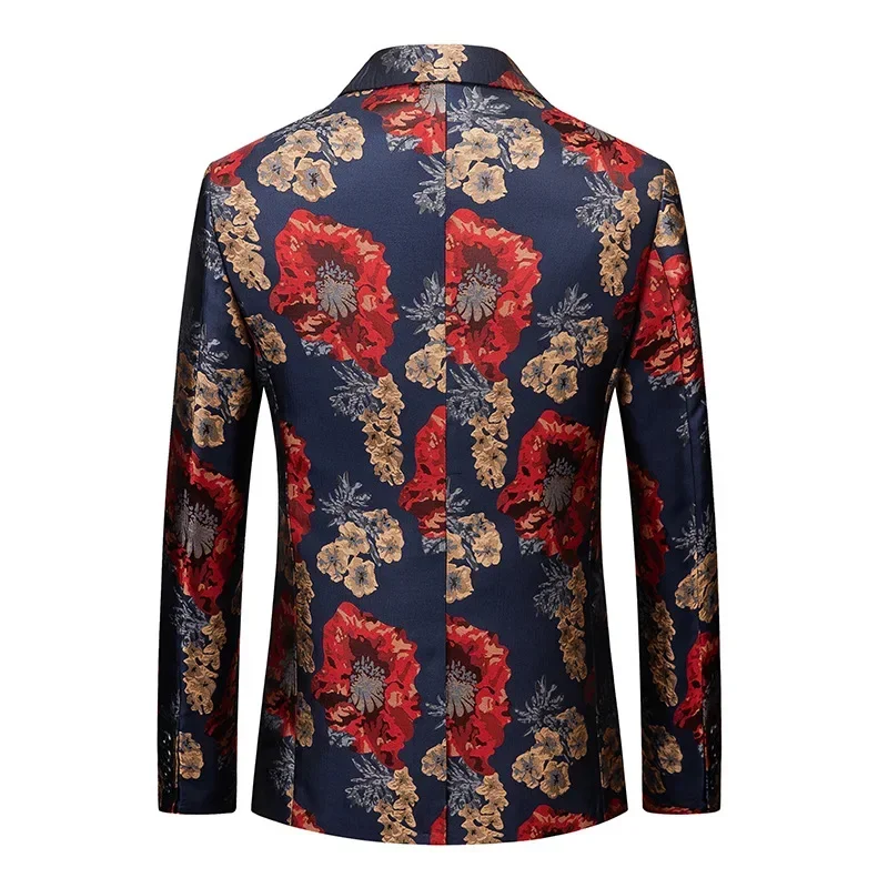 Spring Fall New Men Fashion Designer Dobby Floral One Button Blazer Coat , Man 6xl Host Night Club Jacquard Flower Blazers