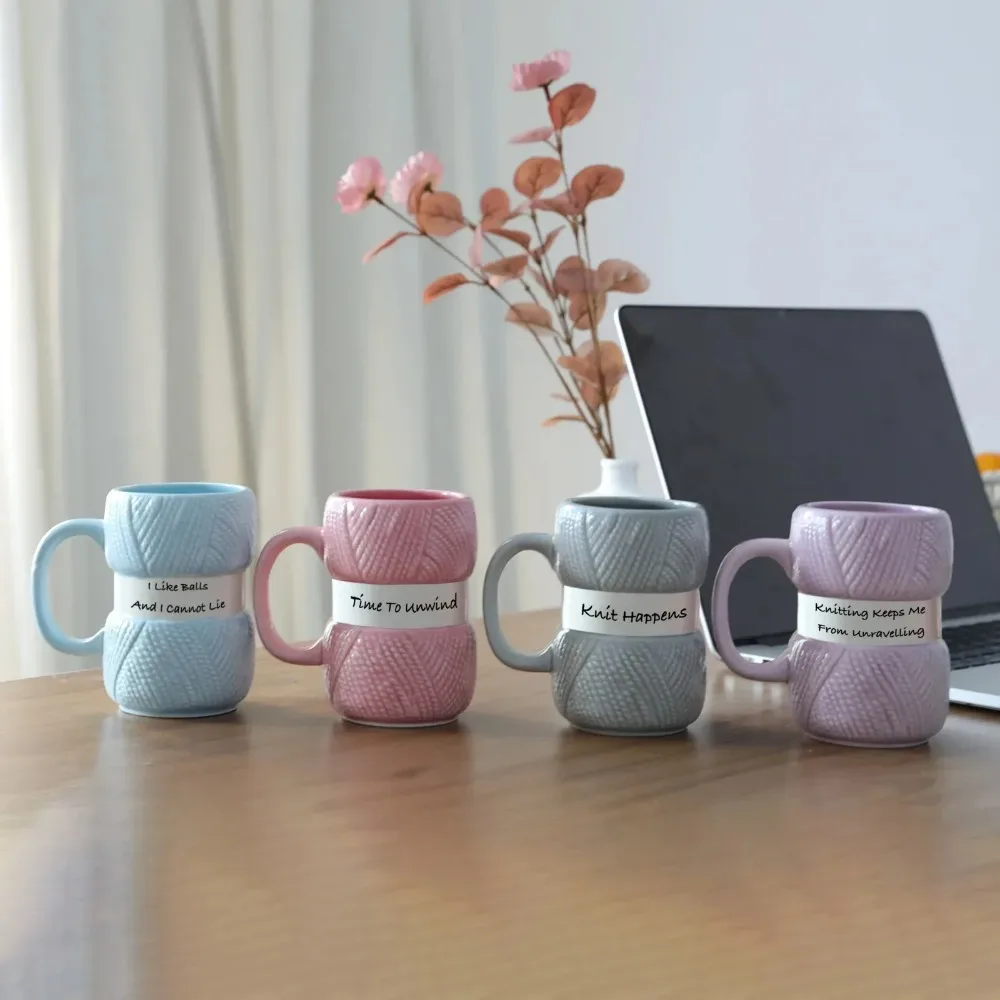 Charming Knit Pattern Ceramic Mug - Cute Gift